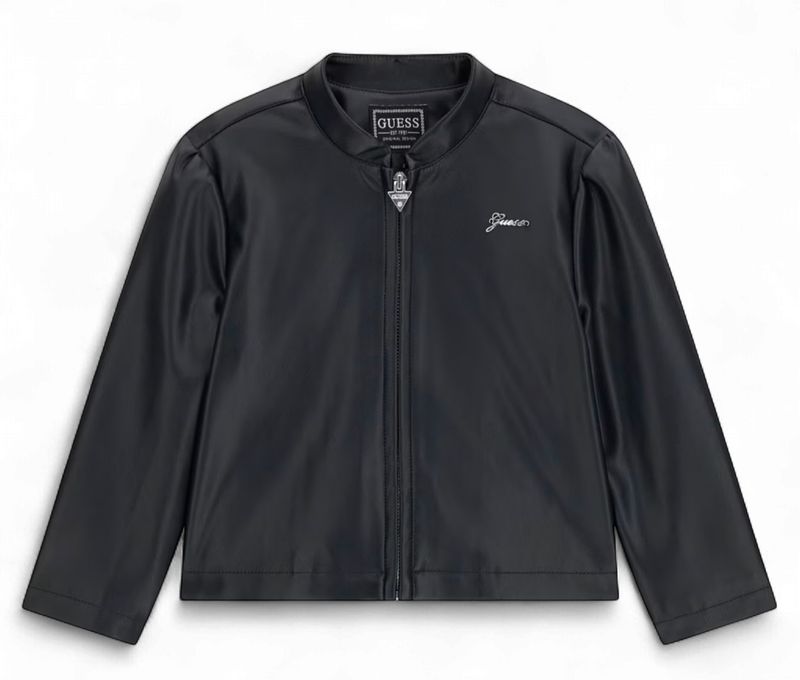 Guess meisjes nep leer jas zwart