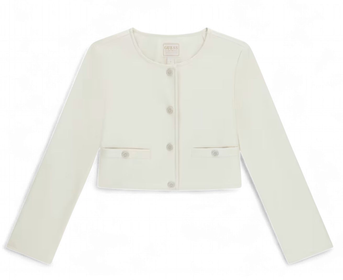 Guess meisjes nep leer jas knopen wit