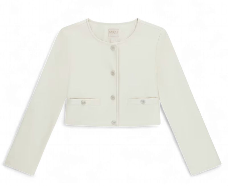 Guess meisjes nep leer jas knopen wit