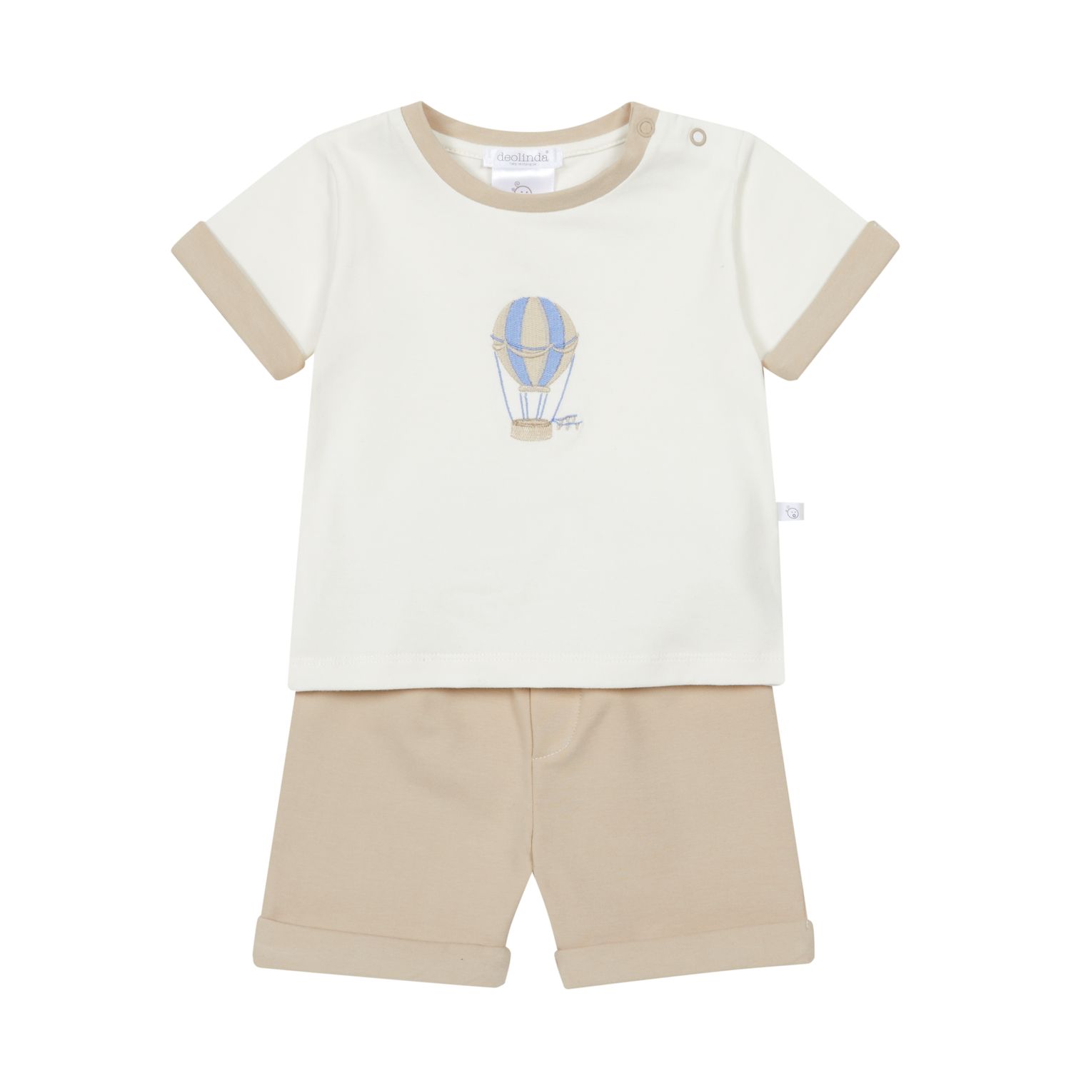 Deolinda baby jongens set beige/wit luchtballon
