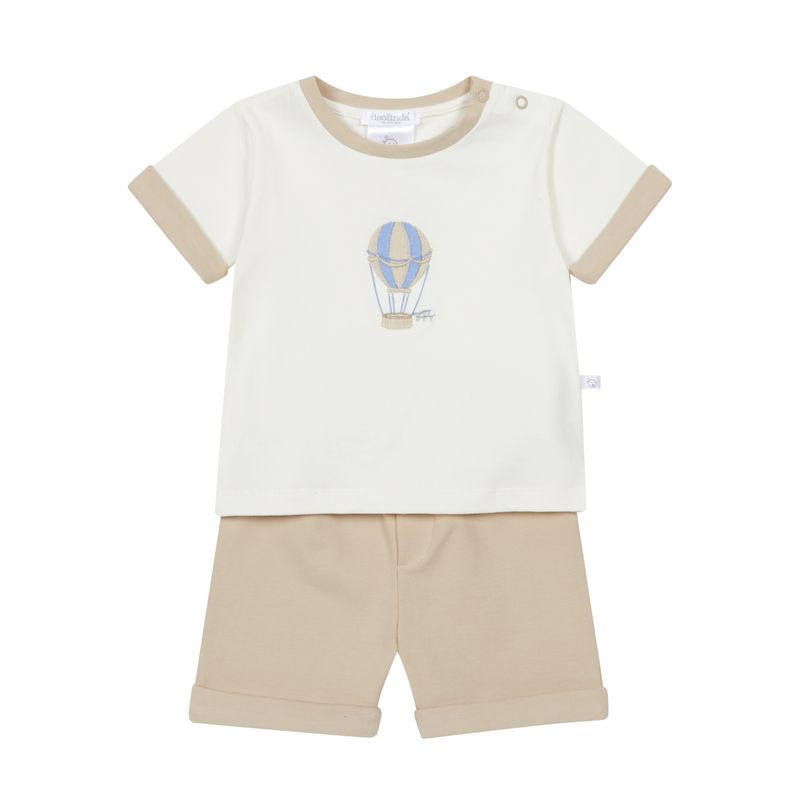 Deolinda baby jongens set beige/wit luchtballon