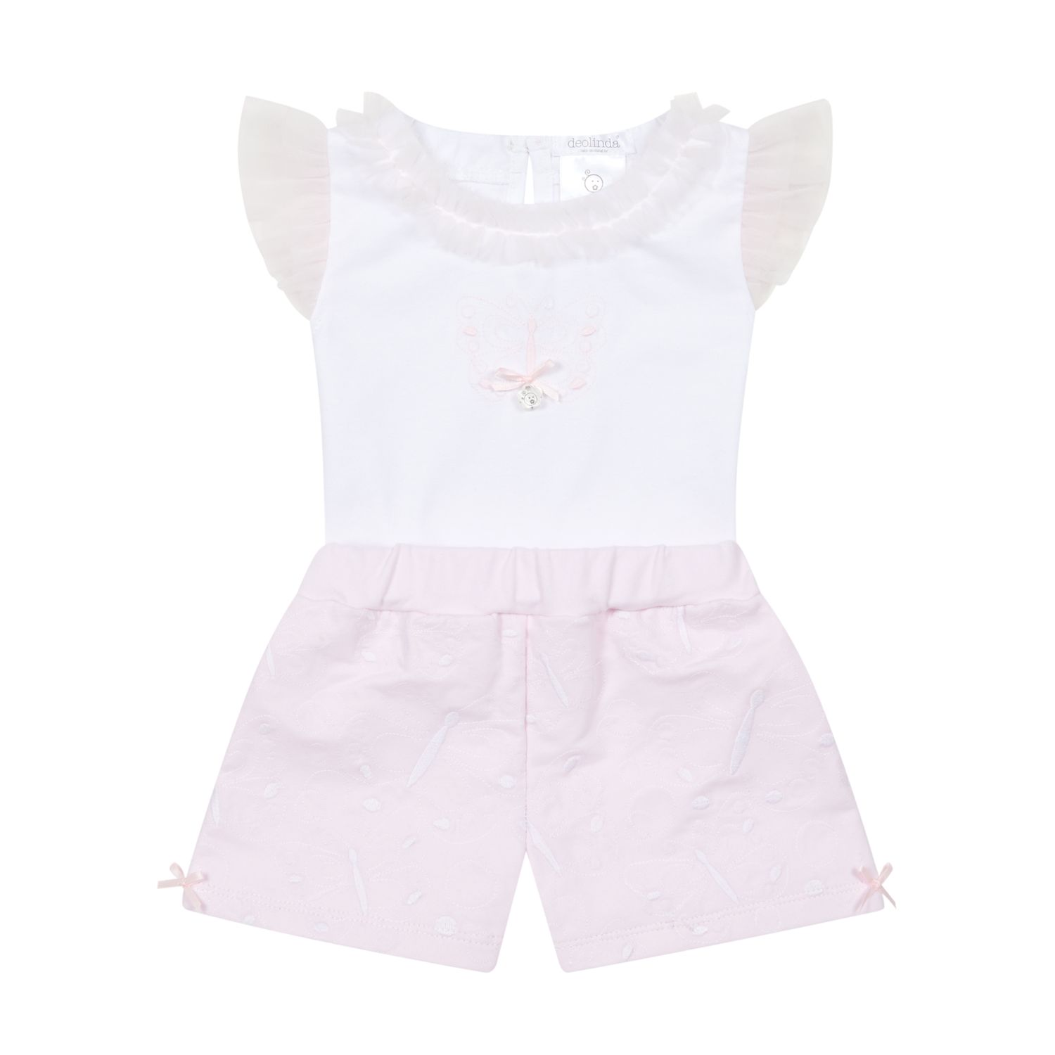 Deolinda baby meisjes set roze/wit vlinder