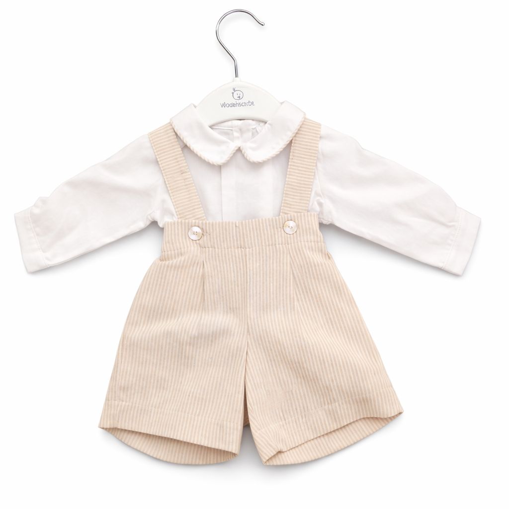 Deolinda baby jongens set beige gestreept