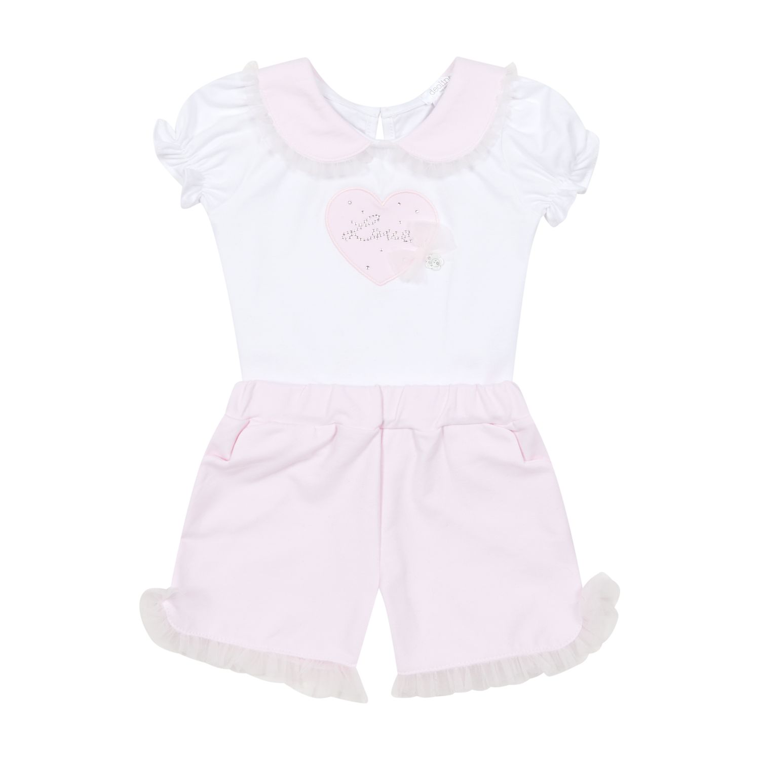 Deolinda baby meisjes set roze/wit hart