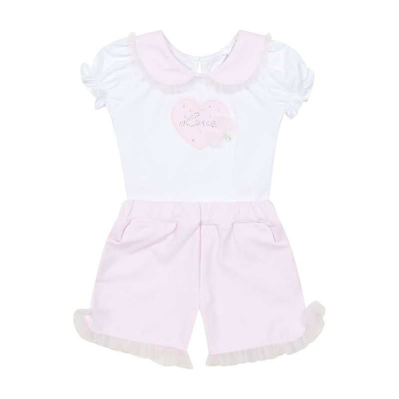 Deolinda baby meisjes set roze/wit hart