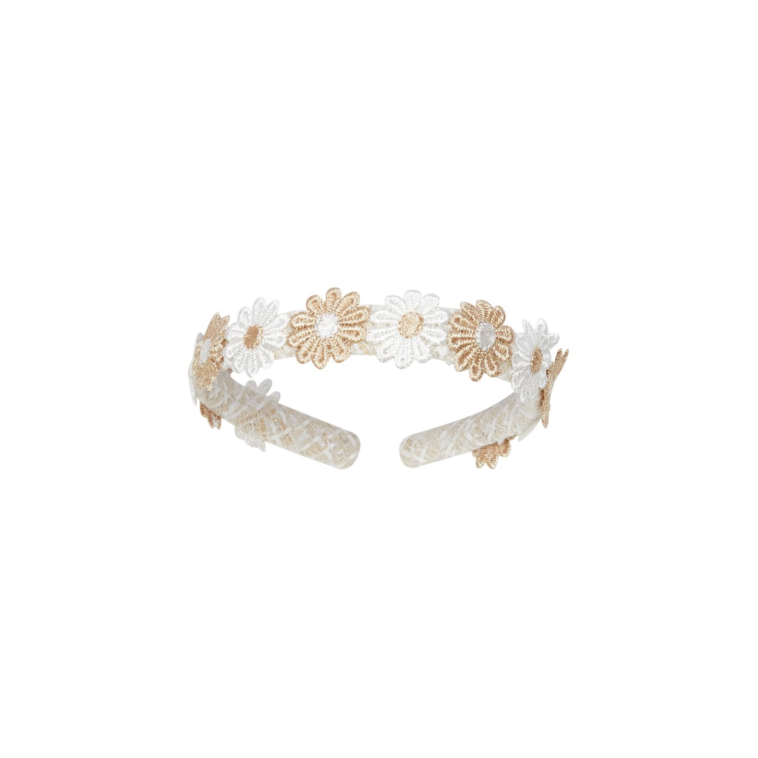 Deolinda baby meisjes haarband  beige/wit bloemen