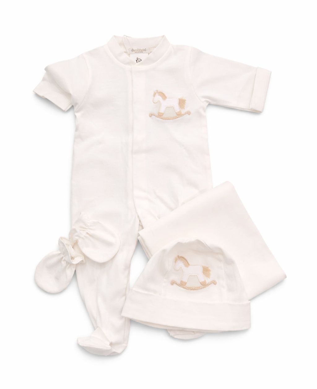 Deolinda baby giftset off white paard