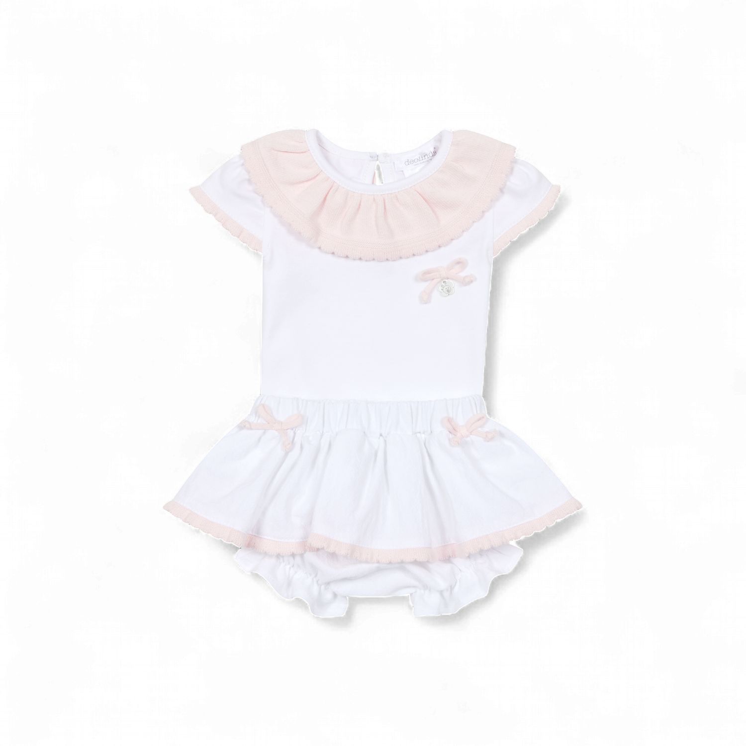 Deolinda baby meisjes set roze/wit strik