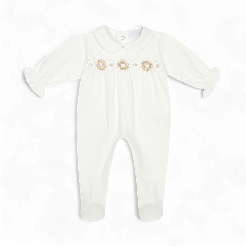 Deolinda baby meisjes boxpakje beige/wit bloemen
