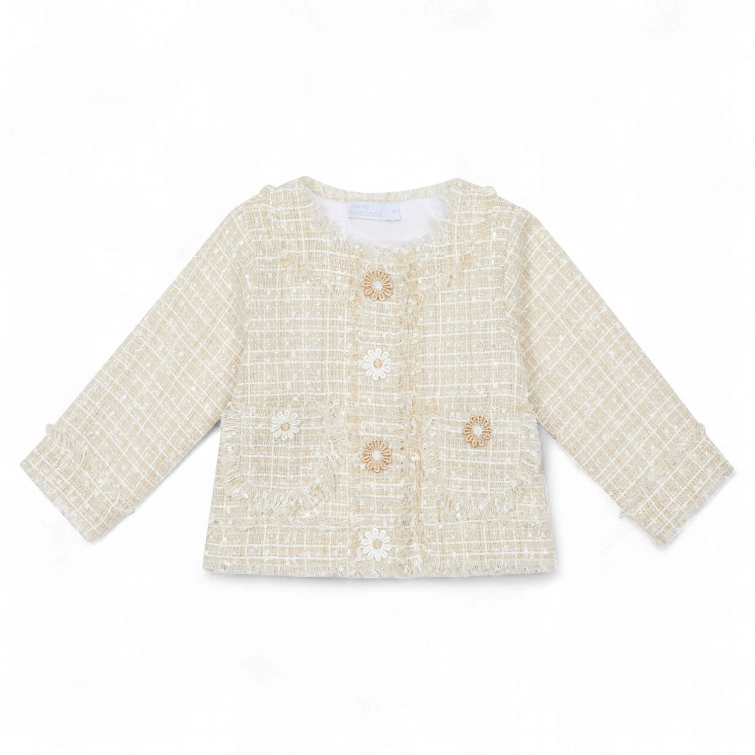 Deolinda Baby en meisjes jas beige/wit bloemen