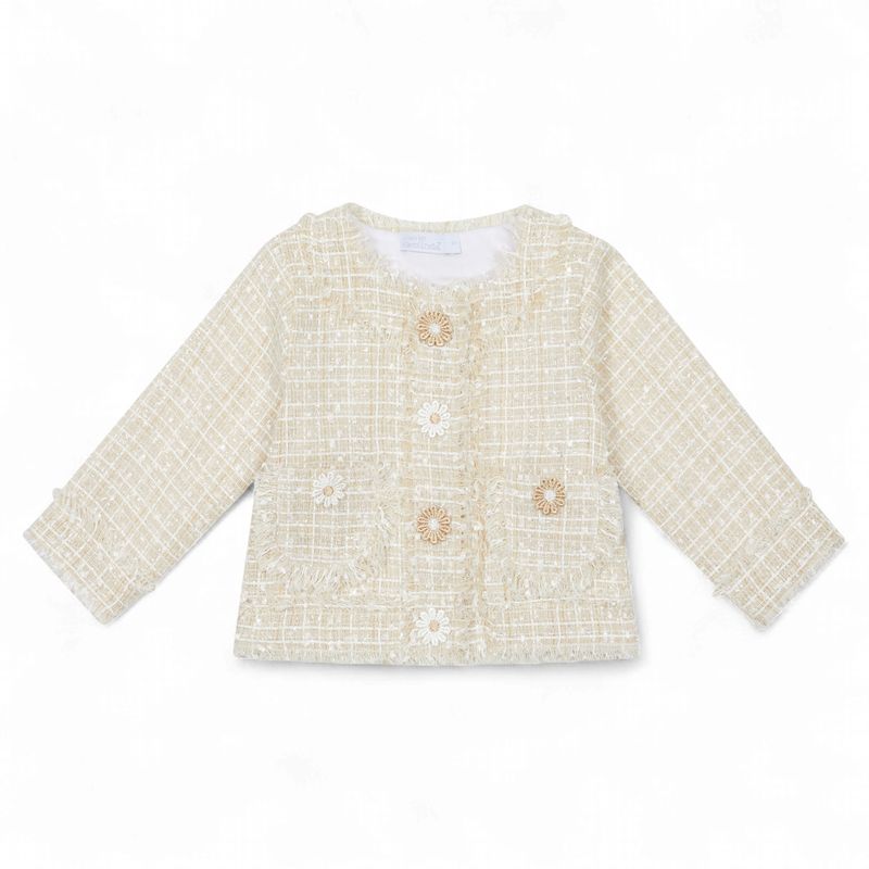Deolinda Baby en meisjes jas beige/wit bloemen