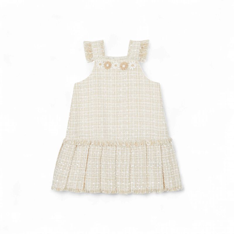 Deolinda baby en meisjes jurk beige/wit bloemen