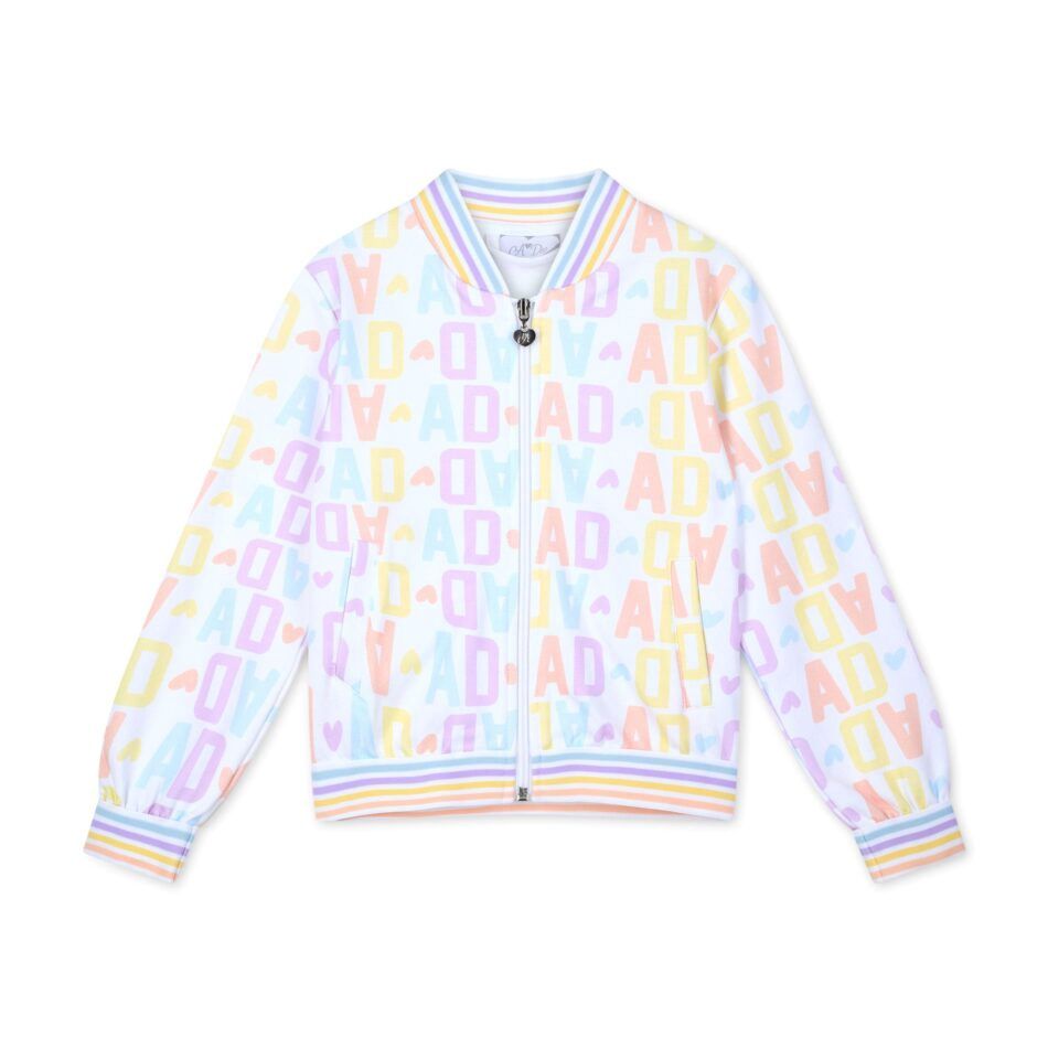 A’Dee Sassy loge print bomber (Bright White)
