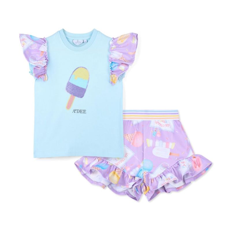 A’Dee Sia ice cream print rok set (Soft Blue)