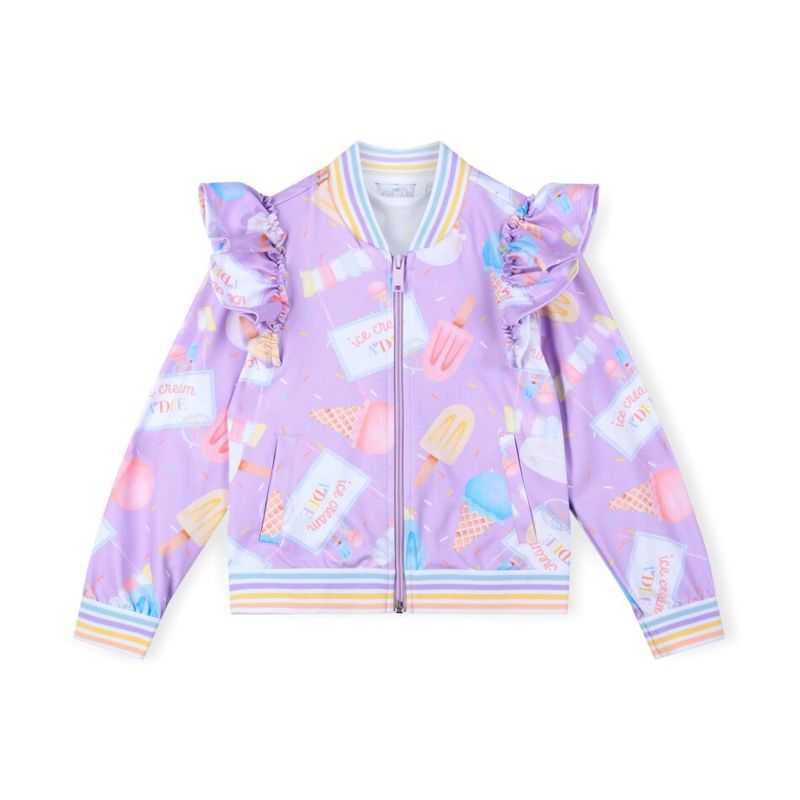 A’Dee Stephanie ice cream print frill bomber (Lilac Dreams)