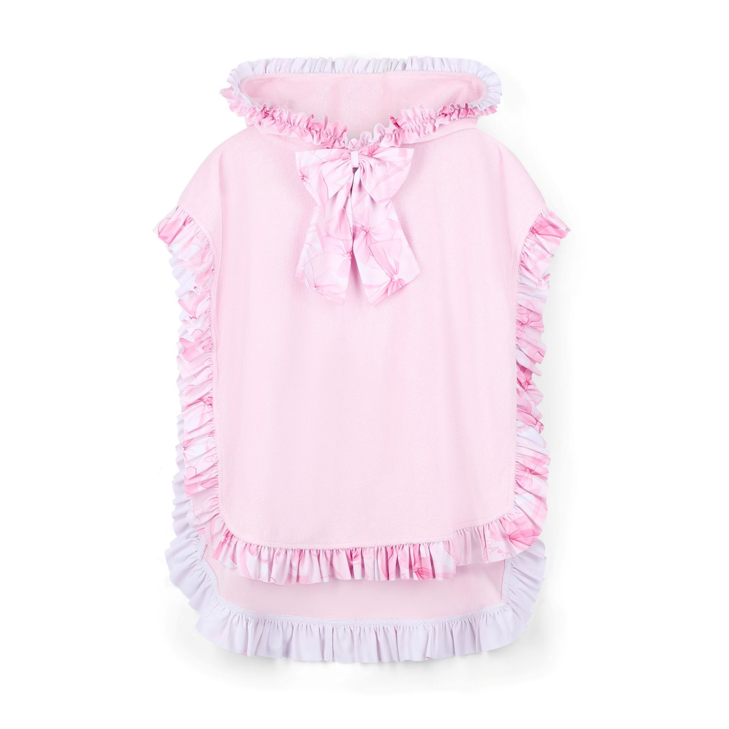 A’Dee Rosie poncho met strikprint ruches (pink blossom)