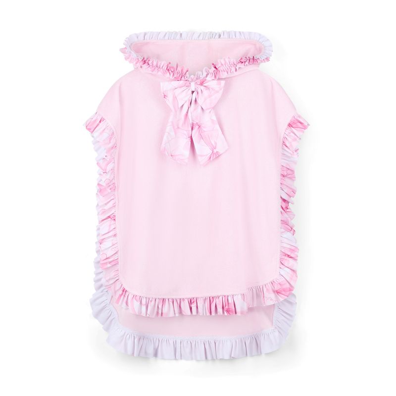 A’Dee Rosie poncho met strikprint ruches (pink blossom)