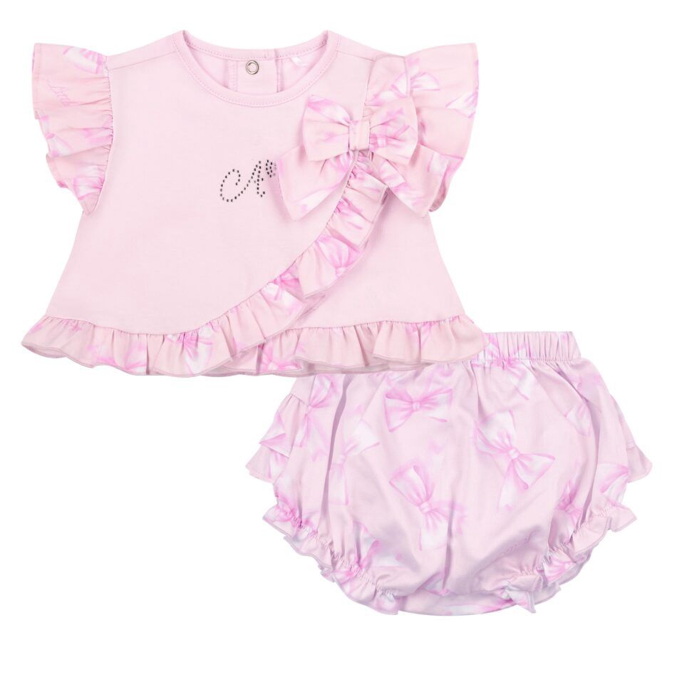 Little A Ocean strik broeksetje (Pink Blossom)