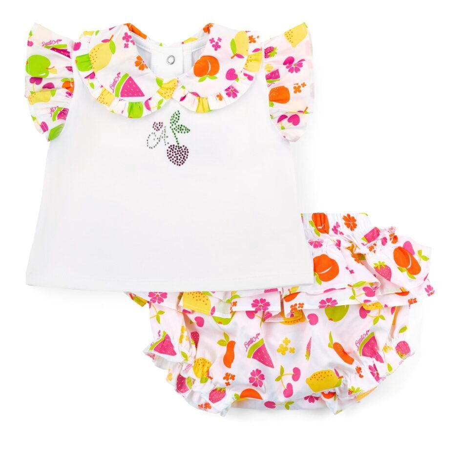Little A Pippa fruit print broek setje (Bright White)