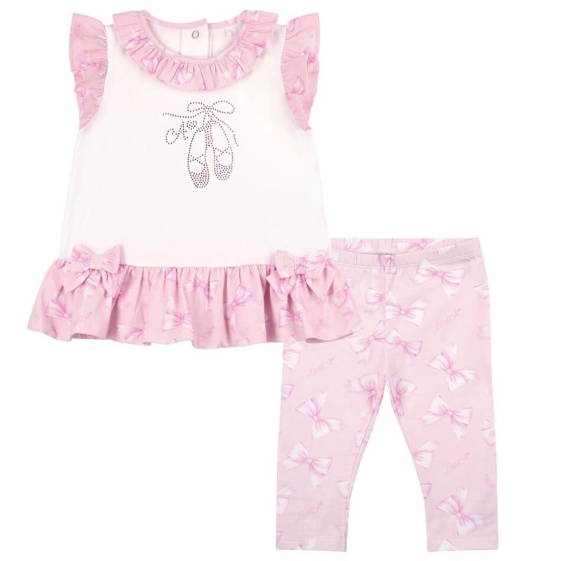 Little A Oriana strik print legging set (Bright White)