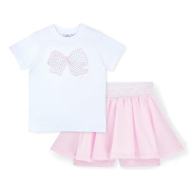 A’Dee Rose skort set met diamanten strik opdruk (bright white)