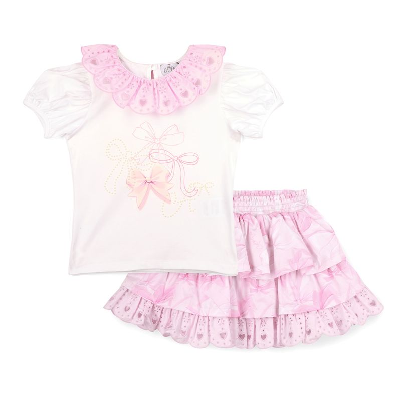 A'Dee Riri Meisjes Set Rok Strik Broderie (Bright White)