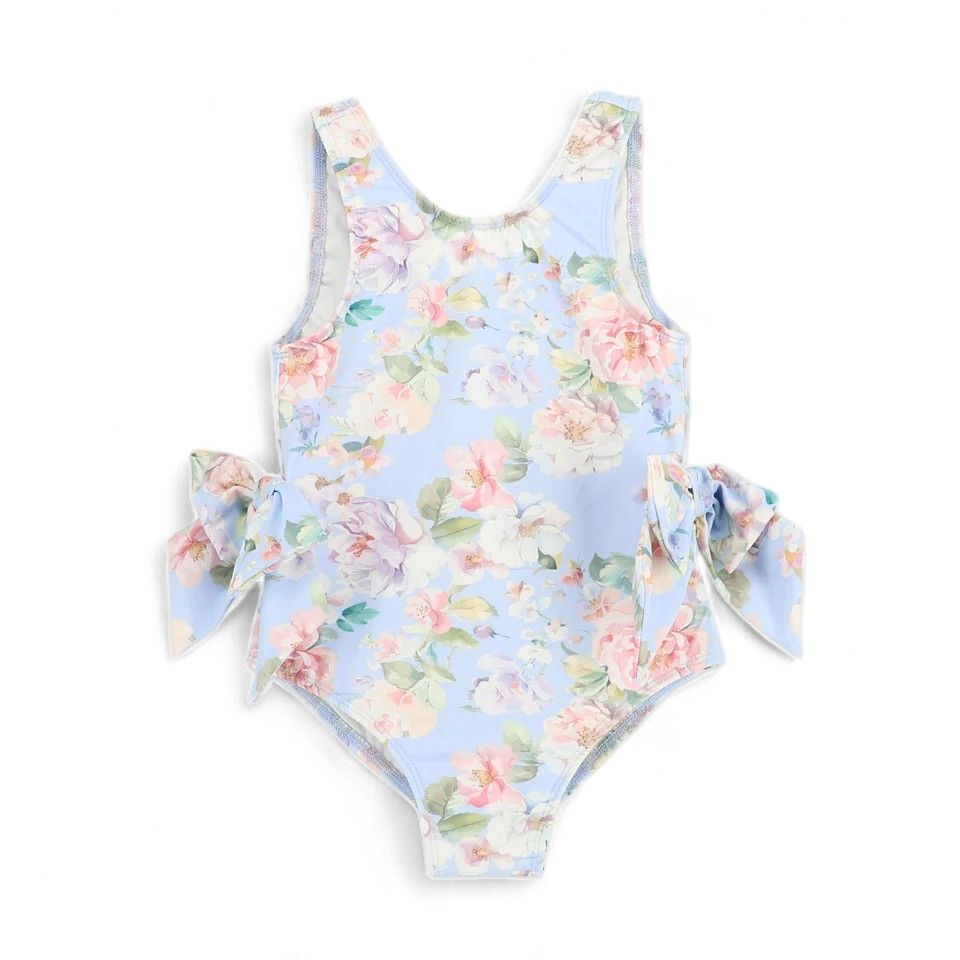 Angel's face Carly Garden Flower Print Swimsuit Pretty Blue