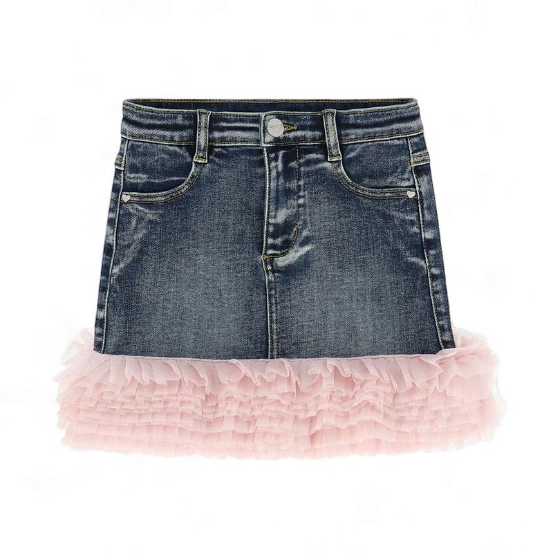 Angel's face Gigi Tulle Trim Denim Skirt Denim Blue