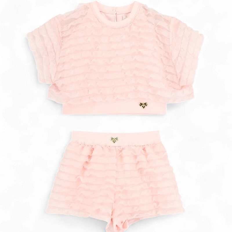 Angel's Face Meisjes Set Shirt Short Natalia Frilly Pale Roze