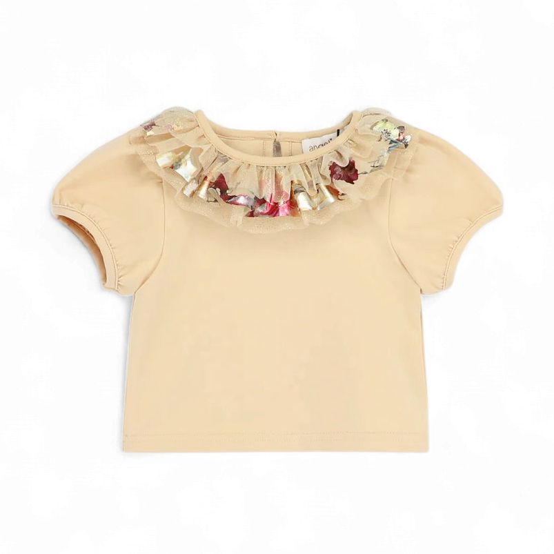 Angel's face Enid Foil Print Collar Baby Top Gold