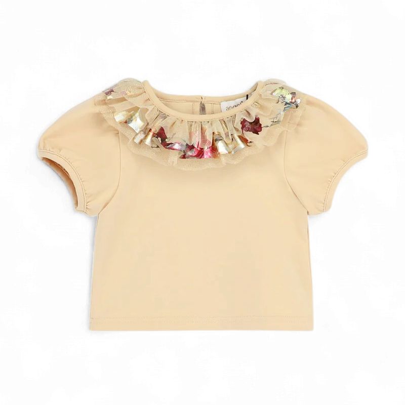 Angel's face Enid Foil Print Collar Baby Top Gold