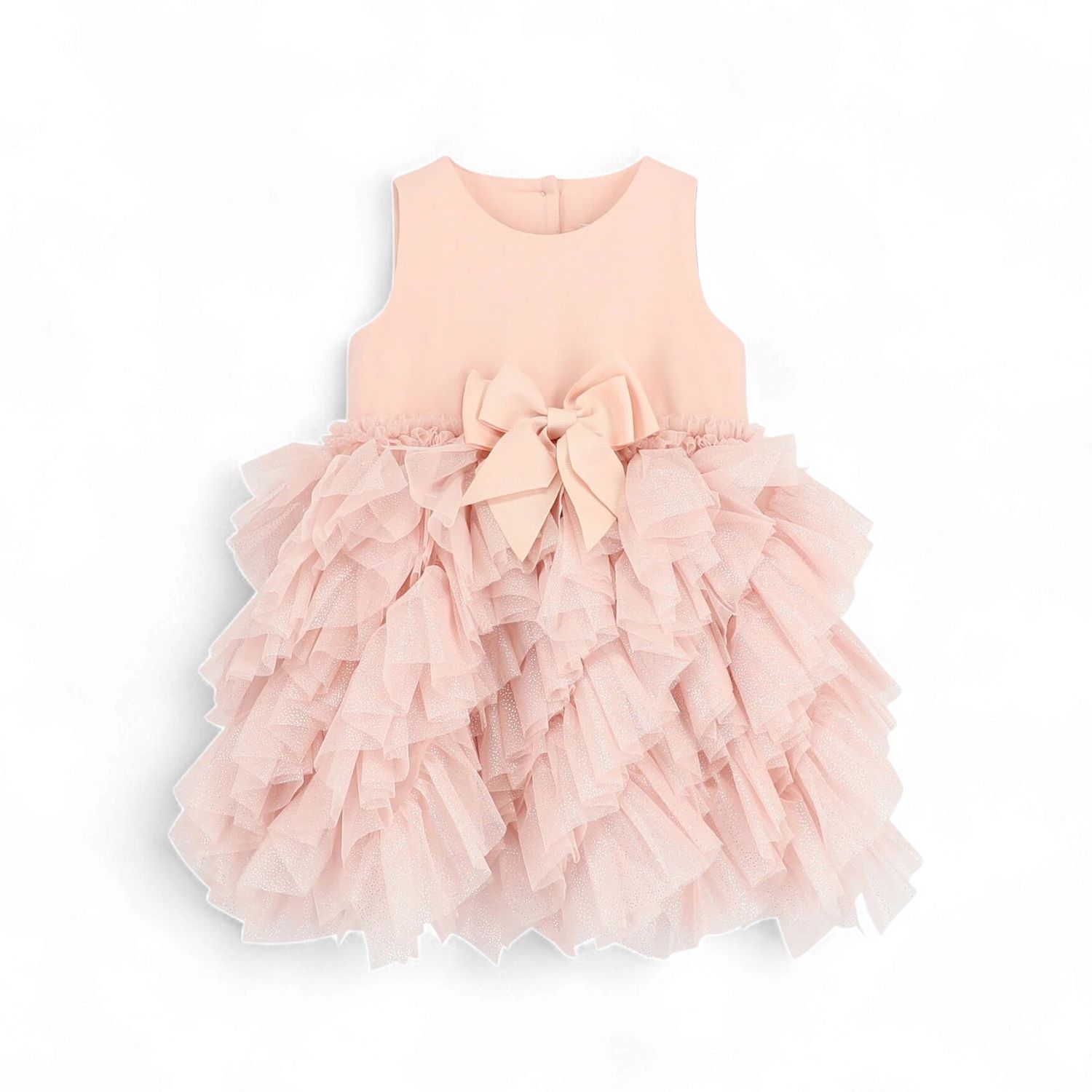 Angel's face cascade waterfall sparkle tulle baby dress