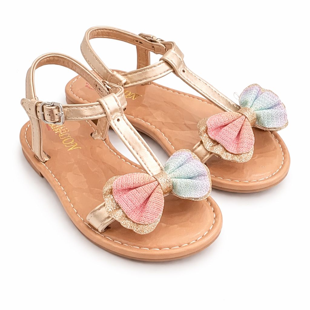 Kidsfunroermond meisjes sandaal goud met strik