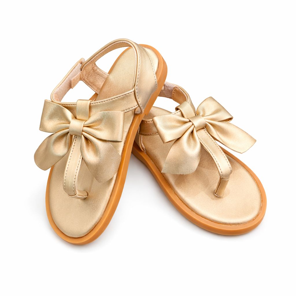 Kidsfunroermod meisjes sandaal goud met strik