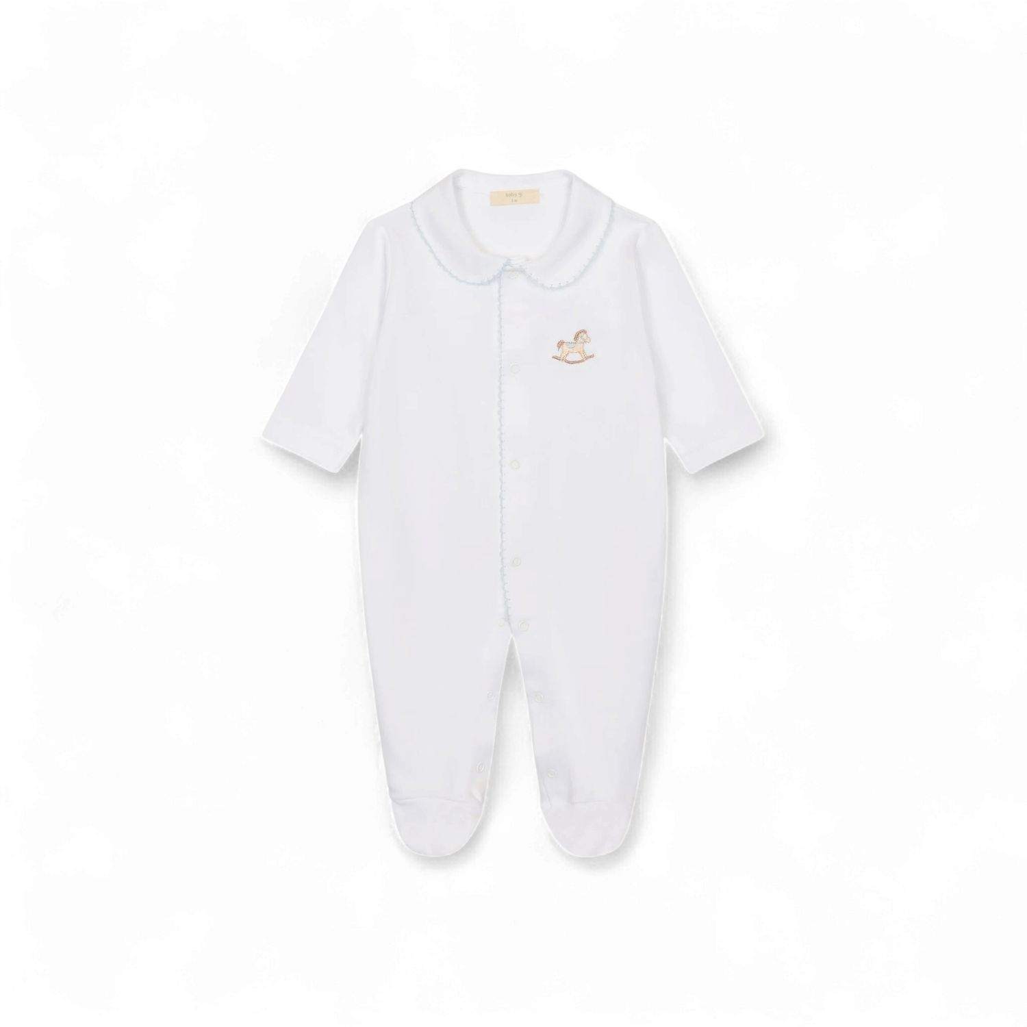 Baby Gi jongens boxpakje wit/blauw paard