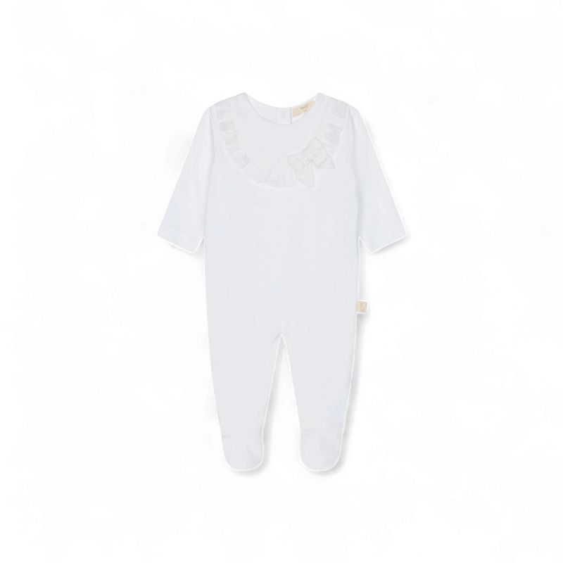 Baby Gi meisjes boxpakje wit kant met strik