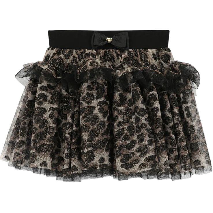 Angels Face Meisjes Rok Georgian Tulle Leopard Zwart