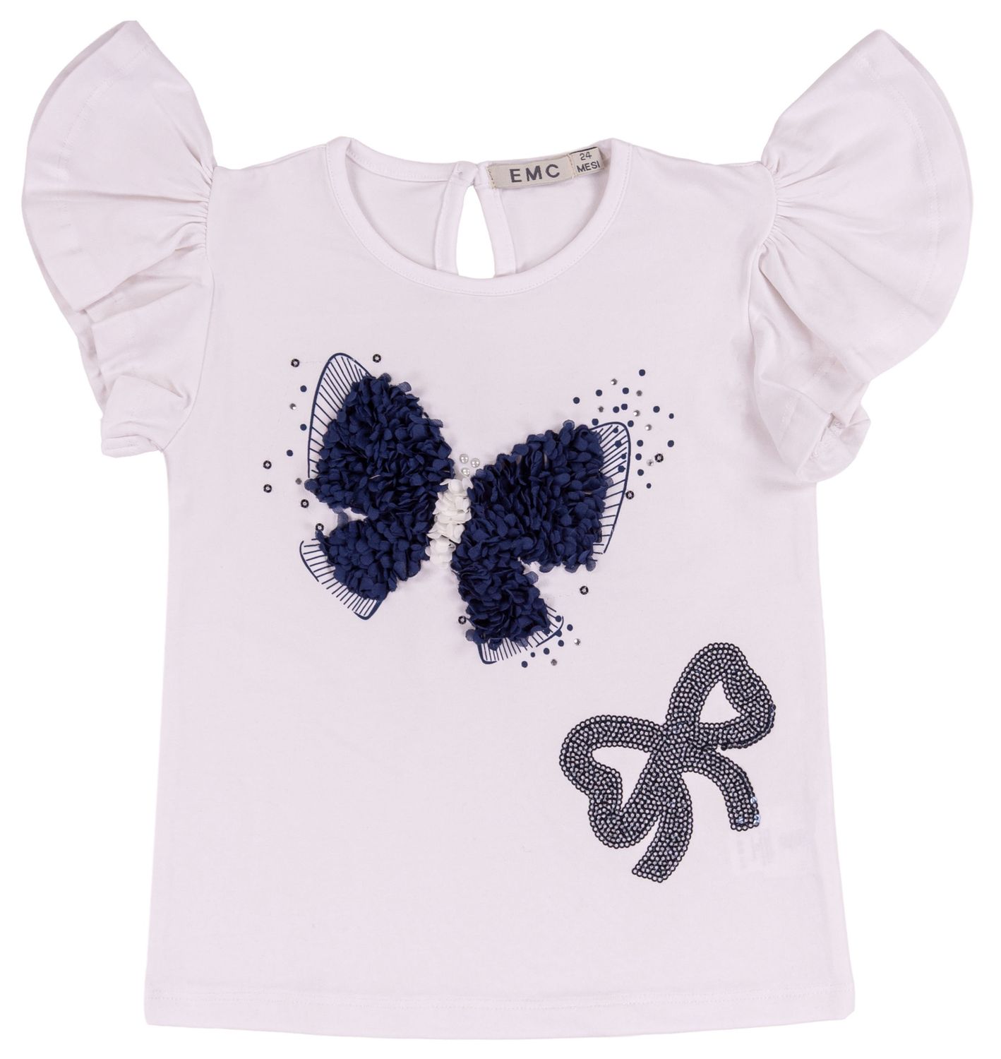 EMC meisjes t-shirt vlinder blauw