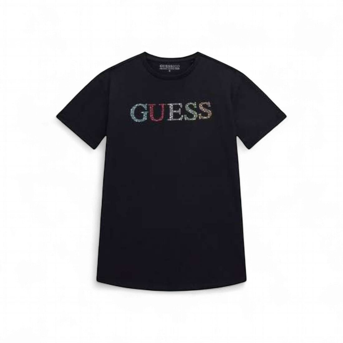 Guess meisjes tshirt zwart logo multicolor
