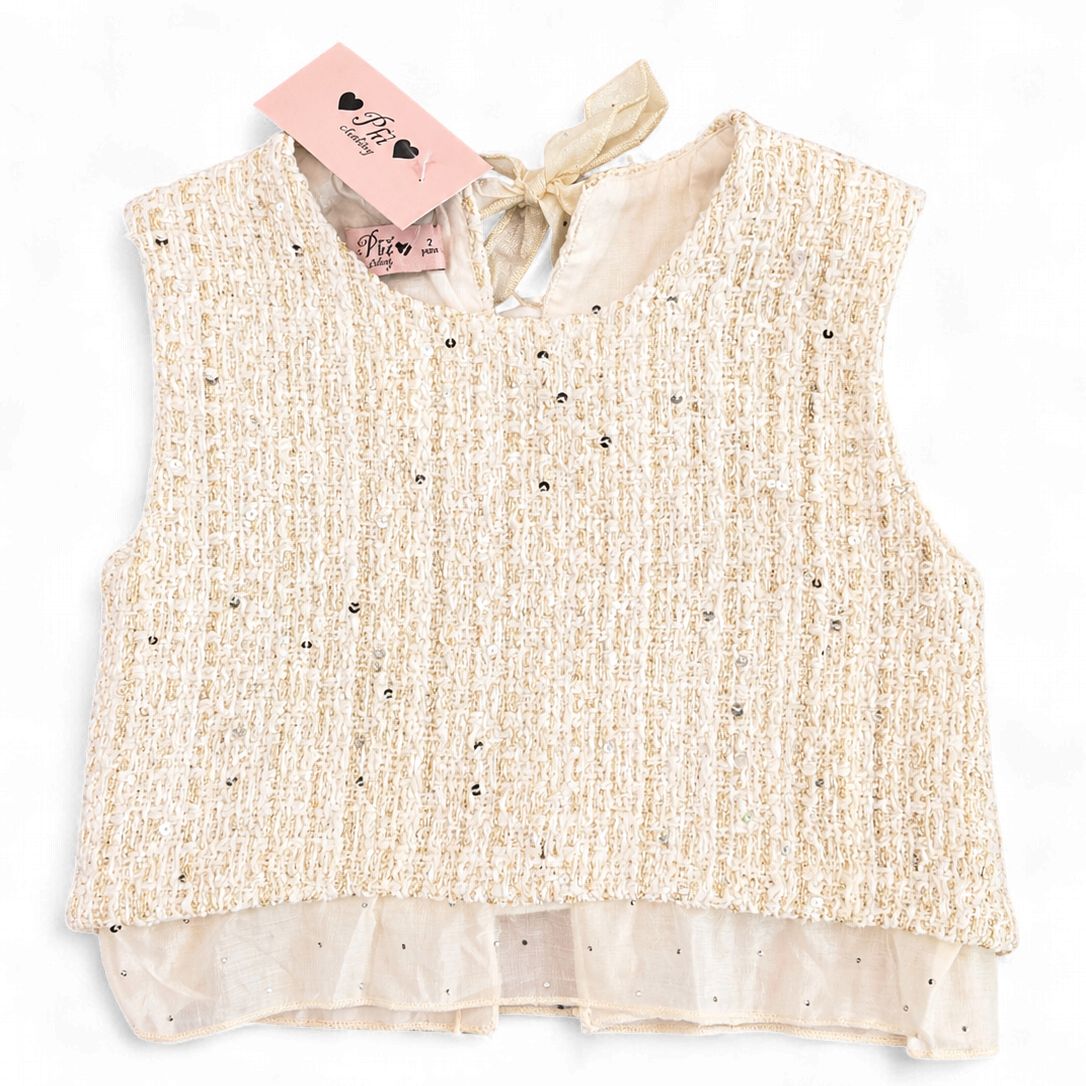 Phi meisjes top goud gemeleerd mouwloos