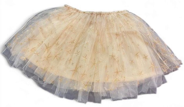 Kidsfun meisjes rok tule goud glitter ster