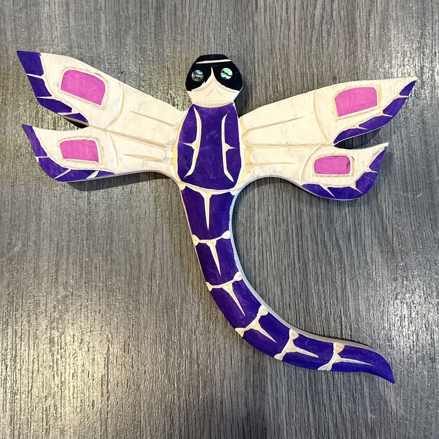 Dragonfly Carving with Abalone Eye - Carver: Dora Edwards
