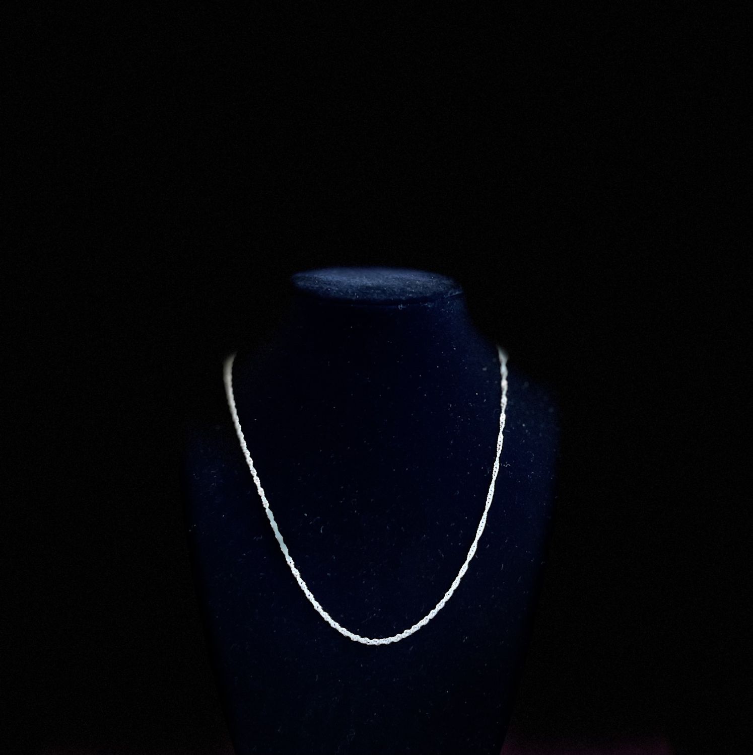 Plated Stirling Silver Necklace Twisted Chain Medium 15&quot;