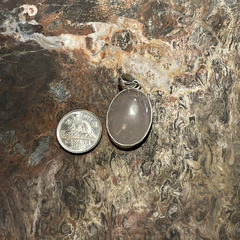 Rose Quartz Stone Pendant .925