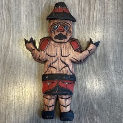 Welcome Man Carving with Abalone Eyes - Carver: Dora Edwards
