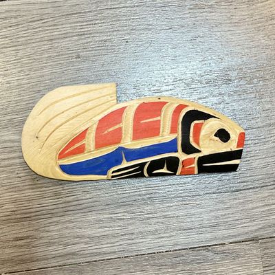 Aboriginal Salmon Carving by Leo Mitchell