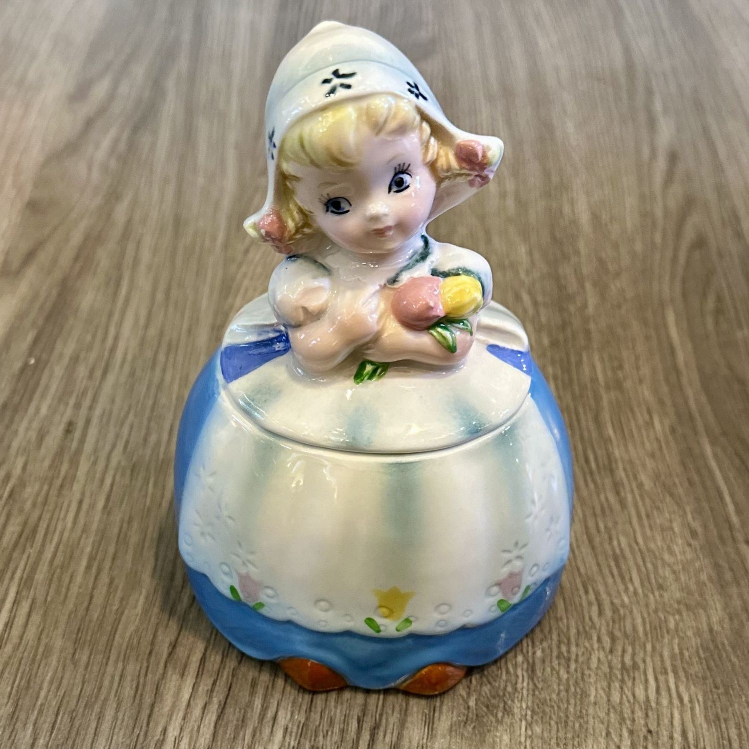 Vintage 1950&#39;s Lefton Dutch Girl Jam Jar Japan Sugar Bowl