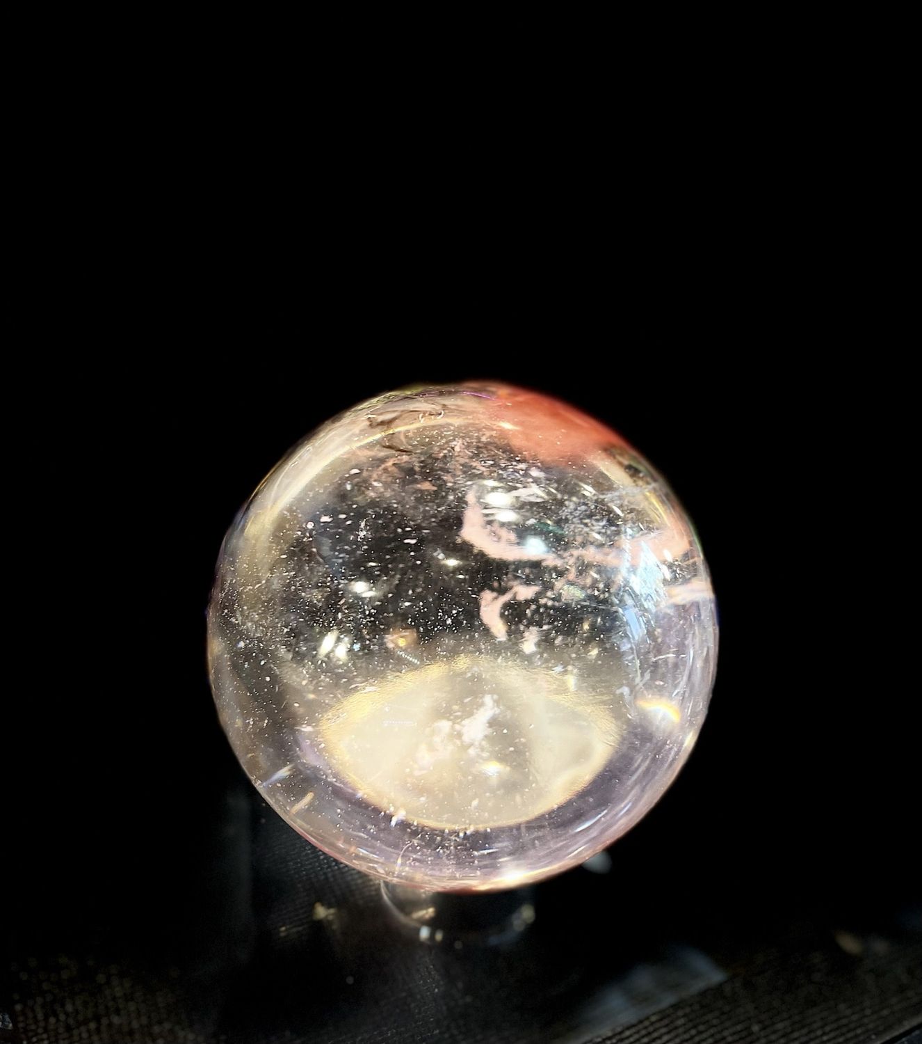 Quartz Sphere with Cherry Quartz spots