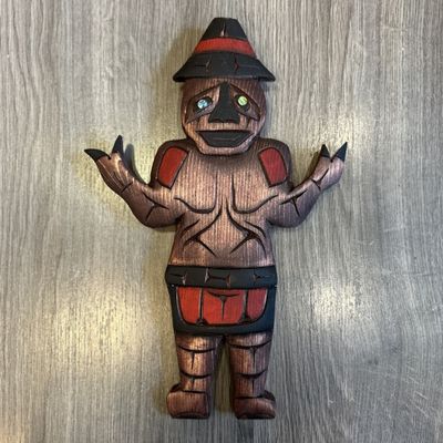 Welcome Man Carving with Abalone Eyes - Carver: Dora Edwards