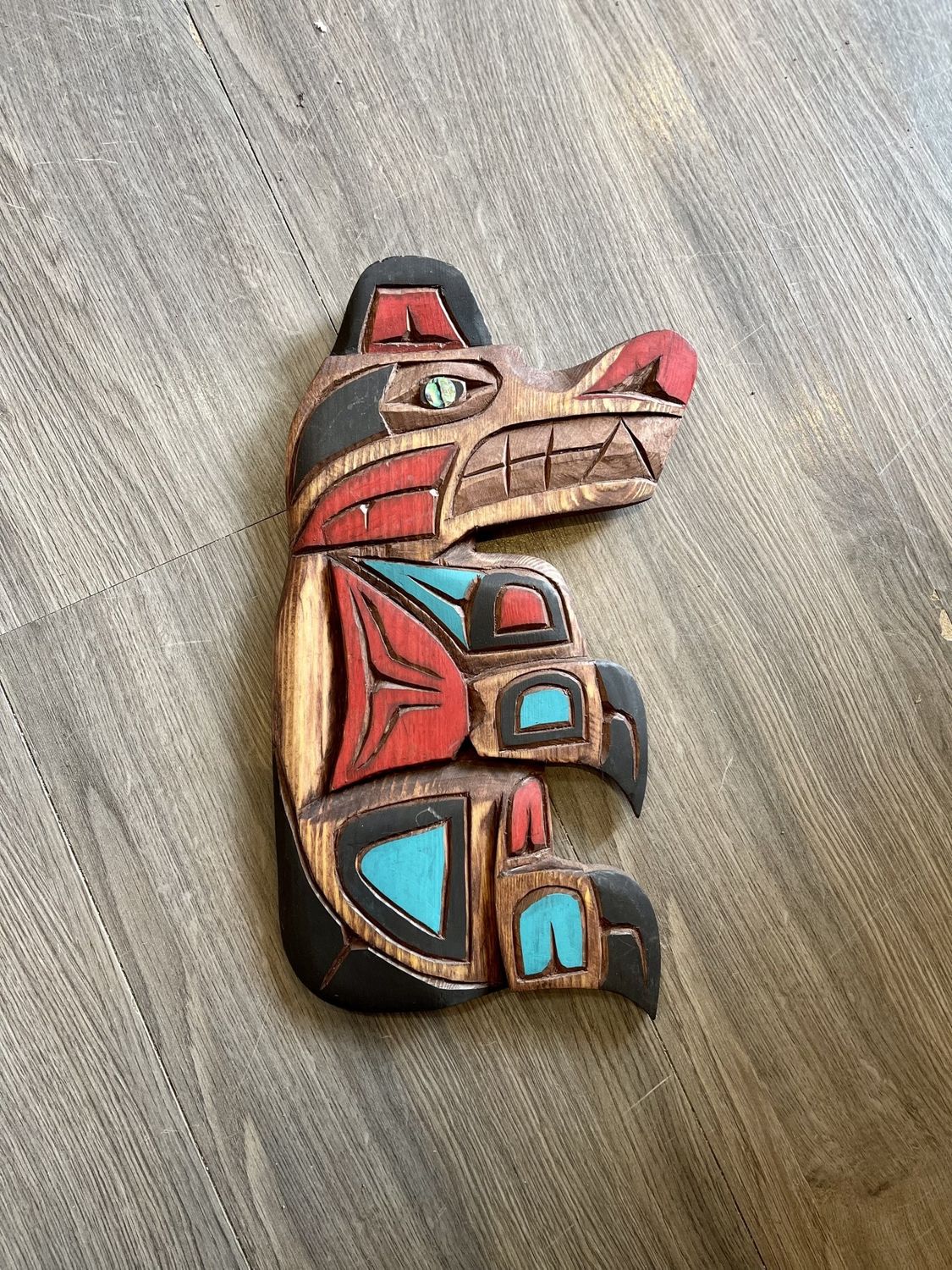 Bear Carving With Abalone Eye - Artist Dora Edwards
